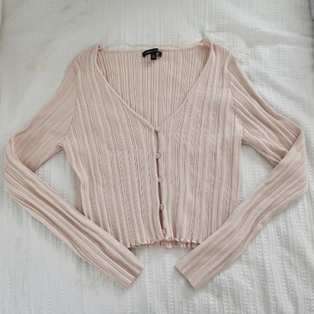 Pacsun Beige Knit Cropped Cardigan